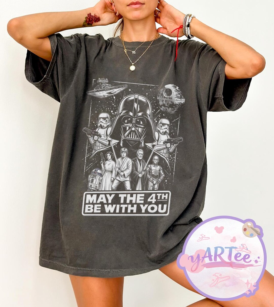 Star Wars May the 4th Be With You T-shirt, Retro Darth Vader Luke ...