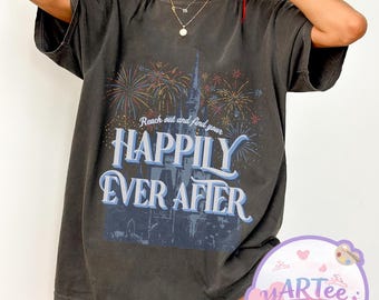 T-shirt Happily Ever After Returns, shirt Disney World Fireworks, shirt Magic Kingdom Castle, shirt Assepoester kasteel, bijpassende T-shirt Disney Trip