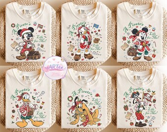 Disney Pirates Christmas Shirt, Mickey and Friends Yo Ho A Pirate's Life for Me Tee, Vintage Disney Cruise Line Sweater, Family Holiday Gift