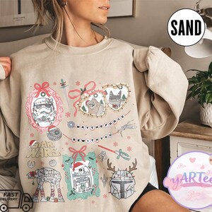 Star Wars Christmas Bows Sweatshirt, Grogu Yoda Disney Holiday Tee, Vintage Star Wars Xmas Light Shirt, Disneyland Christmas Gift image 6