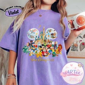 Vintage Walt Disney World Storybook T-shirt, Disney World Est 1971 T-shirt, Retro Musse Pigg Skjorta med Silhuett, Komfortfärger Disney Topp bild 3