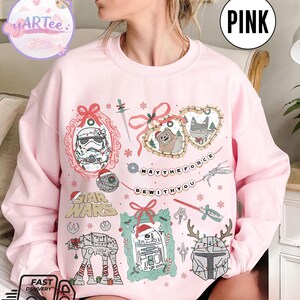 Star Wars Christmas Bows Sweatshirt, Grogu Yoda Disney Holiday Tee, Vintage Star Wars Xmas Light Shirt, Disneyland Christmas Gift image 5