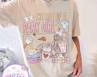 Kokette das Leben einer Park Mädchen T-Shirt, Pastell Park Mädchen T-Shirt, Retro Disney Doodle Shirt, Magic Kingdom Snack Shirt, Disney Fan Geschenk