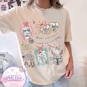 Star Wars Christmas Bows Sweatshirt, Grogu Yoda Disney Holiday Tee, Vintage Star Wars Xmas Light Shirt, Disneyland Christmas Gift image 3