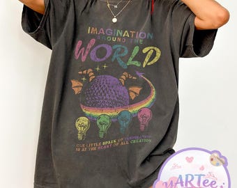 Imagination Around The World Epcot-shirt, T-shirt kleine vonk van innovatie verzinsel, bijpassende shirt Disney World Trip, shirt ruimteschip aarde