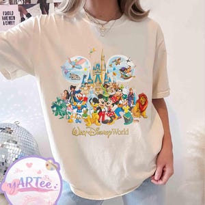 Vintage Walt Disney World Storybook T-shirt, Disney World Est 1971 T-shirt, Retro Musse Pigg Skjorta med Silhuett, Komfortfärger Disney Topp bild 2