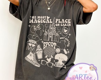 The Most Magical Place On Earth Shirt, Disney World Park Icons Tee, Magic Kingdom Epcot Hollywood Studios Animal Kingdom Shirt