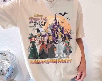 Camiseta vintage de Halloween da princesa Disney, camiseta da princesa do castelo assustador, estampa da Disney para festa de Halloween
