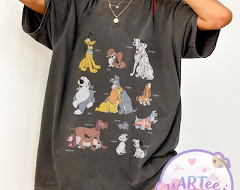Kinder T-shirt Disney Dogs Characters, Disney Dog Mom Shirt, Lady and the Vagebond Pluto Pongo koperen T-shirt, Disney World jeugdshirt