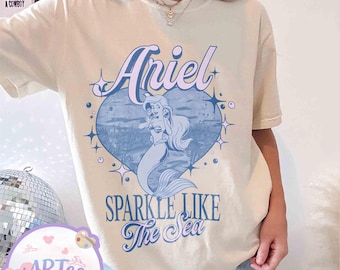 Ariel Sparkle Like The Sea Comfort kleuren shirt, vintage Disney Princess T-shirt, film T-shirt kleine zeemeermin, Disney World Trip shirt