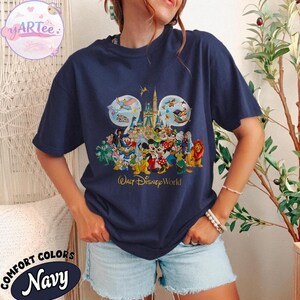 Vintage Walt Disney World Storybook T-shirt, Disney World Est 1971 T-shirt, Retro Musse Pigg Skjorta med Silhuett, Komfortfärger Disney Topp bild 6