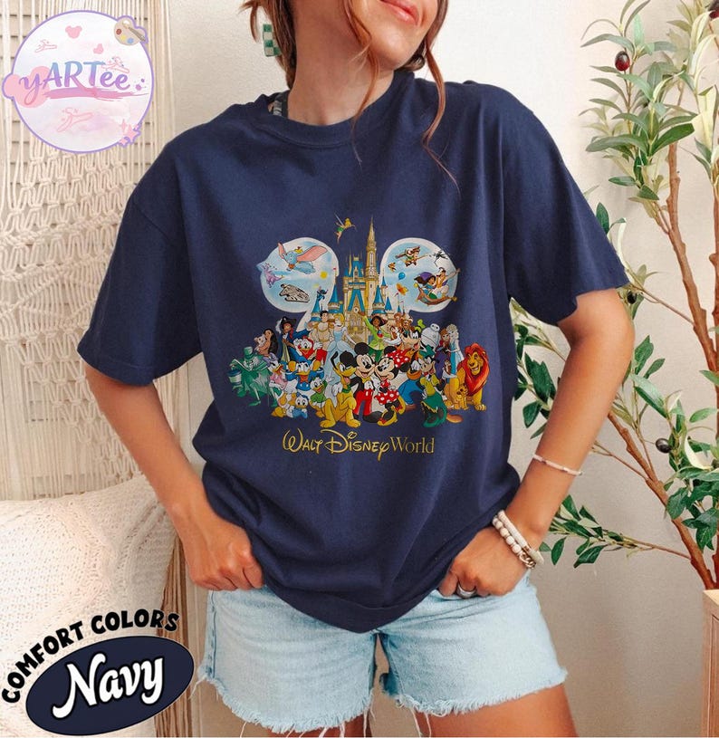 Vintage Walt Disney World Storybook T-shirt, Disney World Est 1971 T-shirt, Retro Musse Pigg Skjorta med Silhuett, Komfortfärger Disney Topp bild 6