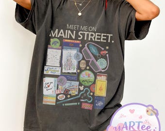 T-shirt Meet Me On Main Street, chemise nostalgique Magic Kingdom, chemise vintage Main Street USA, t-shirt assorti voyage Disney, cadeau de fan de Main Street USA