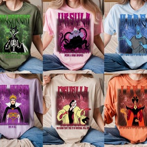 Retro Disney Villains Halloween Shirt, Goth Cruella Ursula Maleficent Shirt, Evil Queen Hades Jafar Group Shirt