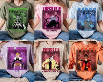 Retro Disney Villains Halloween Shirt, Goth Cruella Ursula Maleficent Shirt, Evil Queen Hades Jafar Group Shirt