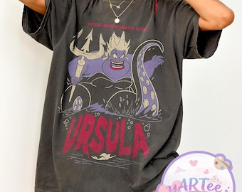 Koszulka Disney Ursula w stylu vintage, koszulka Biedne Nieszczęsne Dusze, koszulka Oddziału Złoczyńców, koszulka z Wycieczką do Disney World, prezent dla Małej Syrenki