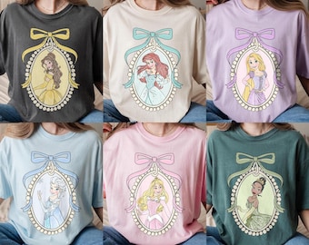 Vintage Disney Princess Shirt, Girl Disney Trip Shirt, Princess Castle Sketch Shirt, Disney Cinderella Snow White Ariel Belle Rapunzel Tee