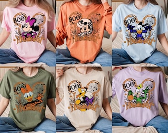Retro Disney Halloween All Characters Shirts, Mickey And Friends Halloween Shirts, Halloween Party Shirts, Disney Family Trip Halloween 2025