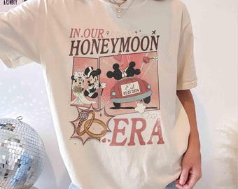Shirt huwelijksreistijdperk Disney, T-shirt Mickey en Minnie Couple, Just Married Disney Shirt, bijpassende shirt Disney Trip, grafische T-shirt bruid en bruidegom