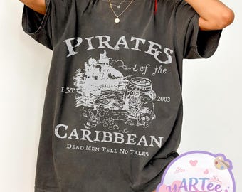 ヴィンテージのパイレーツ・オブ・カリビアンTシャツ、デッドメン・テル・ノー・テイルズTシャツ、ディズニー旅行のマッチングシャツ、WDWディズニーランドのパイレーツライドシャツ