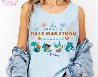 Run Disney Prinzessinnen HalbMarathon Wochenende 2026 Tank Top, Prinzessin Fairytale Challenge T-Shirt, Disney World 5K 10K Laufshirt