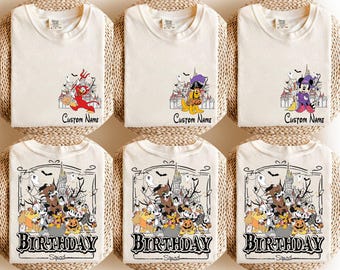 Halloween Birthday Disney Mickey and Friends Shirt , Personalized Name Family Shirt, Mickey’s Not So Scary Birthday for Boys and Girls Shirt