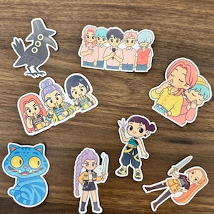 K-Pop Demon Hunter 8pk sticker set| Huntrix | Saja Boys | Derpy | Mira, Rumi and Zoey | Waterproof Sticker | Decals