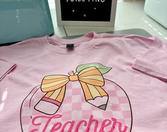 Pink Disco Apple Teacher Shirt: Back to School Tee