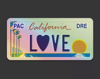 2Pac & Dr. Dre Sticker | California Love Licence Plate Holographic Vinyl Sticker | 90s Hip hop sticker