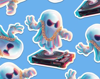 Hip Hop DJ Ghost Sticker | GHOST DJ Hip-Hop Vinyl Holographic Sticker