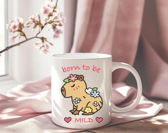 Cute Capybara Glossy Mug, Born to Be Mild