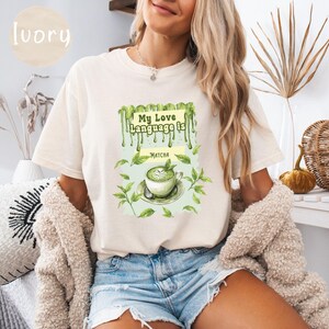 Matcha Latte Comfort Colors Unisex T-Shirt, Grüner Tee T-Shirt, Pastellgrünes Shirt, Liebessprache Shirt, Bio-Baumwolle Shirt
