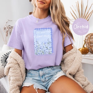 Forget Me Not Floral Tee, Women&#39;s T-shirt, Vintage Style Shirt, Botanical Blossom Top, Spring Gift for Her, Nature Inspired Apparel