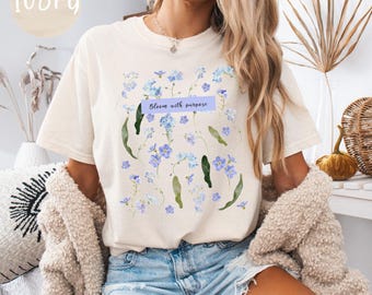 Watercolor Forget Me Not T-Shirt: Bloom with Purpose Comfort Colors Tee