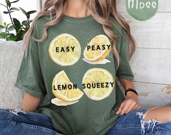 Lemon Graphic Tee, Easy Peasy Lemon Squeezy Fruit Shirt, Unisex Comfort Colors T-shirt, Funny Lemon Tshirt, Cool Graphic Tee, Trendy Lemon