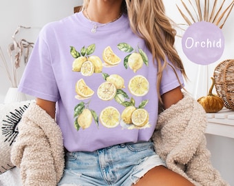 Vintage T-shirt citroen – T-shirt aquarel fruit, shirt zomeresthetiek, T-shirt citrus, citroenliefhebber cadeau, cottagecore-shirt, zacht comfort