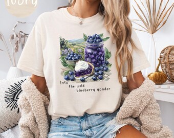 Blueberry Comfort Colors T-Shirt, Berry Jar Tee, Pie Lover Shirt, Into The Wild Blue Yonder, Unisex Garment-Dyed Top, Fruit & Berries Tee