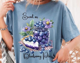 Blueberry Pie Graphic Unisex T-shirt, Sweet Words Tee, Fruit Lover Shirt, Graphic Tee, Foodie Gift, Summer Shirt
