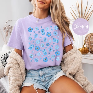 Boho Forget Me Not Flowers T-Shirt: Cottagecore Comfort Colors Tee