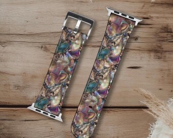 Abalone Shell Vegan Leather Apple Watch Band