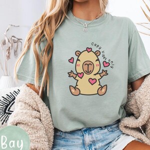 Capybara Tshirt, Happy Vibes Only, Capy Vibes Only, Cute Unisex Tee, Garment-Dyed Shirt, Gift for Animal Lovers