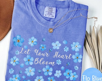 Flower Child Forget Me Not Shirt – Comfort Colors, Fairy Core Floral Tee, Spring T-Shirt, Blue Botanical Shirt, Pressed Flowers