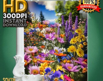 Stampa di fiori selvatici vivaci e naturali: download digitale per un arredamento audace e cinematografico, un'arte murale botanica / Potenzia il tuo spazio abitativo oggi stesso!