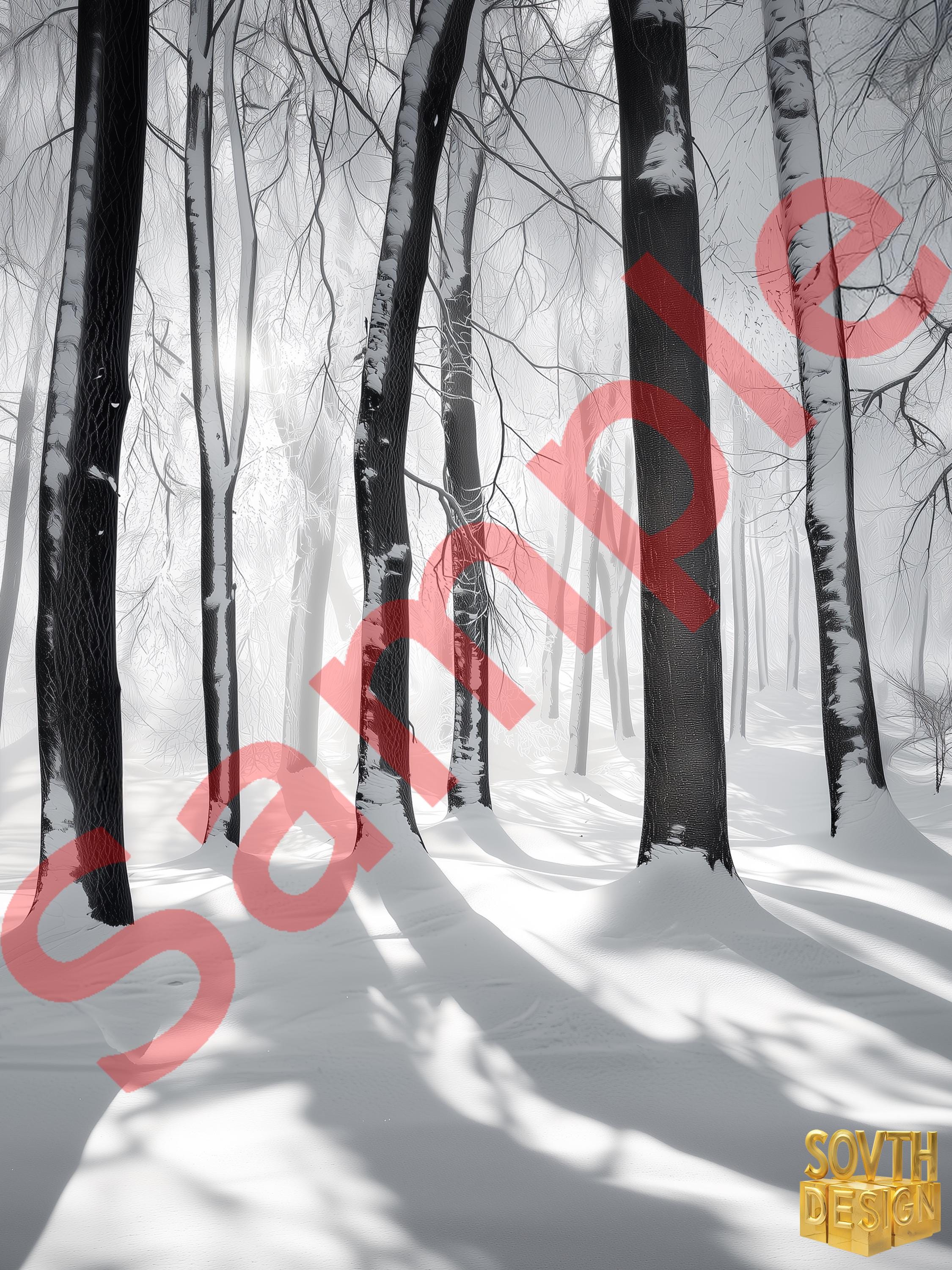 Winter Forest Print Snowy Landscape Wall Art Serene Snow