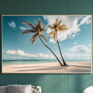 Serene Palm Beach Printable Wall Art | Tropical Digital Download | Coastal Ocean Landscape Decor | Beach House Art for Living Room