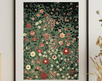 Arte floreale giapponese astratta - Stampa xilografica vintage, minimalista boho, download digitale moderno ed eclettico per l'arredamento della casa - Scarica oggi stesso!!