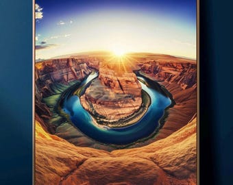 Hufeisenbiegung Foto Sonnenuntergang | Glen Canyon Druckbare Kunst | Colorado River Arizona Fine Art Fotografie Natur Wandkunst Download