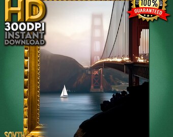 Golden Gate Bridge Art - Arredamento moderno minimalista e classico di San Francisco, JPG stampabile istantaneamente ad alta risoluzione, download digitale / Scarica ora!!