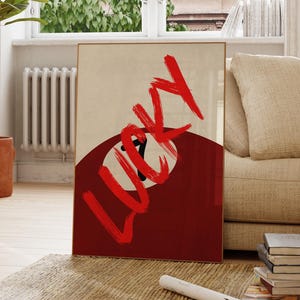 Impresión del número 7 de la suerte, arte de pared maximalista, decoración estética, arte de pared femenino, citas positivas, decoración de apartamentos, póster de moda, póster de cocina
