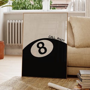 Vintage Pool Ball Print, Lucky 8 Ball Wall Art, Retro 70s Poster, Trendy Wall Art, Bar Cart Print, Game Room Decor, Aesthetic Poster